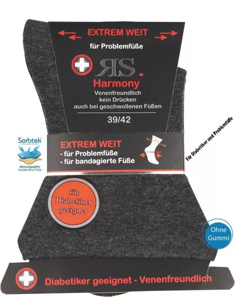 Diabetiker Socken Extrea Weit - anthrazit Diabetiker Socken Extrea Weit - anthrazit